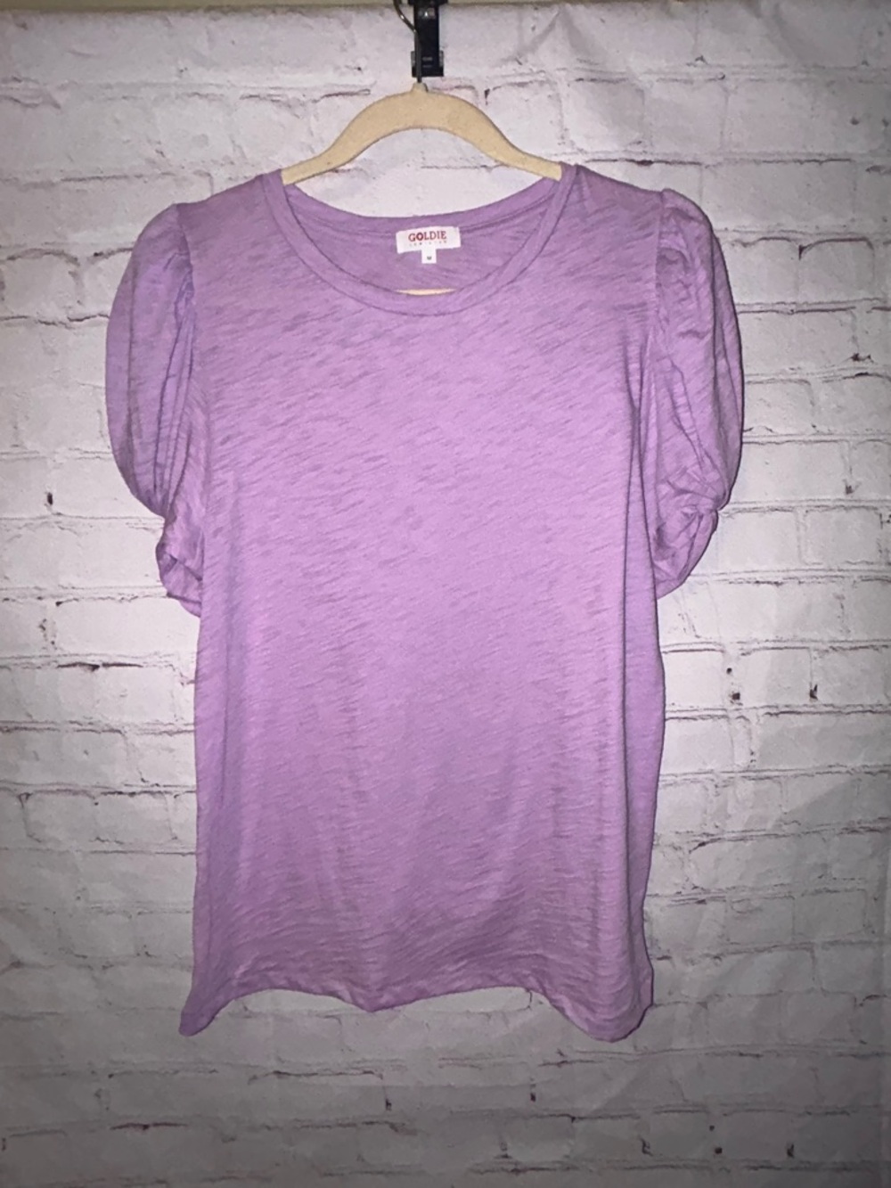 Goldie Twisted Puff-Sleeve Top size M